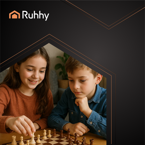 Ruhhy Wooden Chess Set 31x31 cm, Brown/Cream