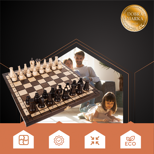 Ruhhy Wooden Chess Set 31x31 cm, Brown/Cream