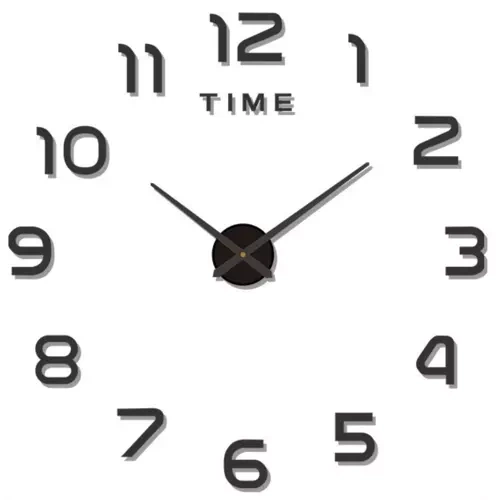 Ruhhy Large 3D DIY Wall Clock 19928, Frameless Design, 60-130 cm, Black