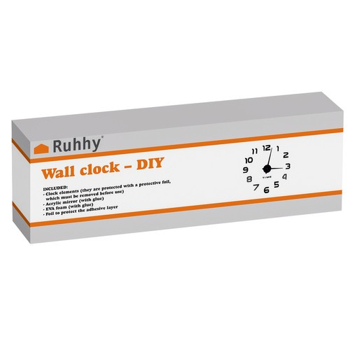 Ruhhy Large 3D DIY Wall Clock 19928, Frameless Design, 60-130 cm, Black