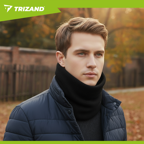 Trizand vyriškas žieminis kaklo šildytuvas, juodas