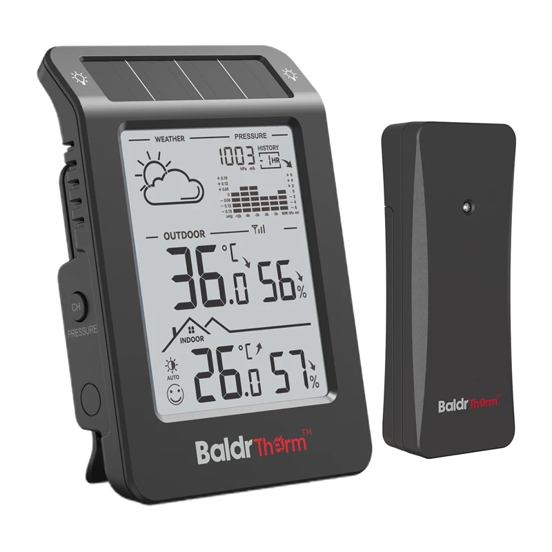 BALDRTHERM B0596WT2H2P-V1 meteorologinė stotelė, juoda
