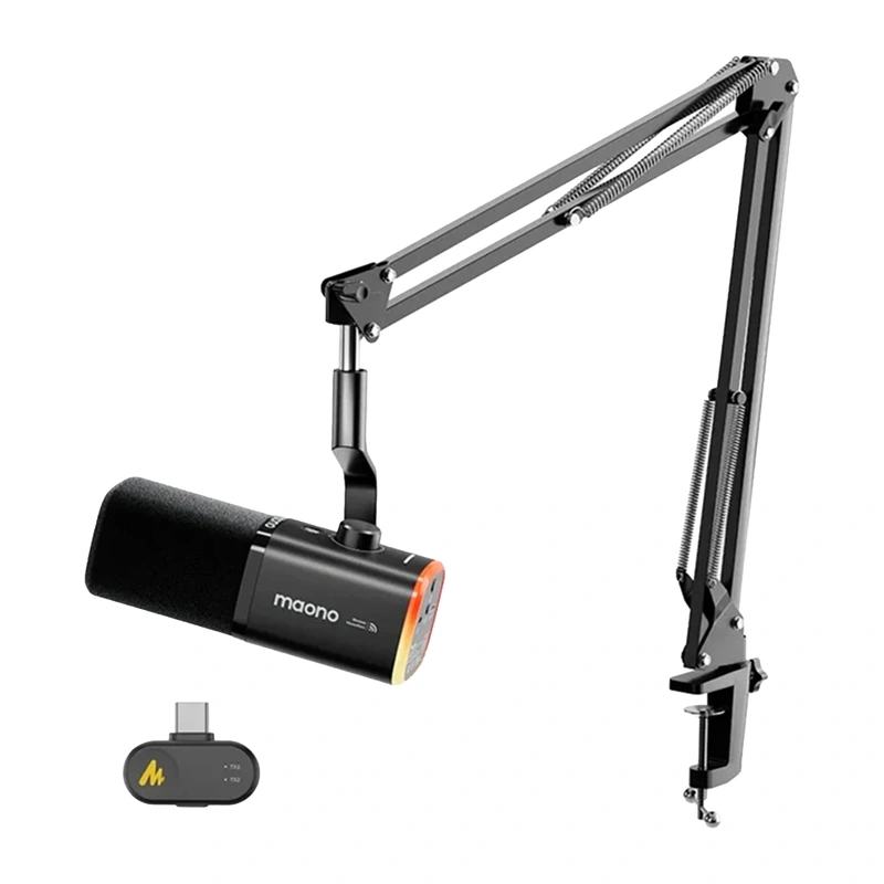 Dinaminis mikrofonas MAONO PD100WS su stovu, juodas