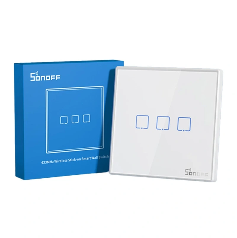 Sonoff T2EU3C-RF Smart Wireless Wall Switch 433MHz, 3-Channel, White