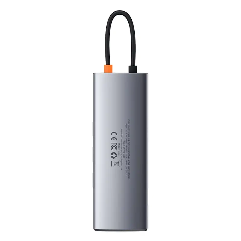 Hub 9in1 Baseus Metal Gleam Series, USB-C to 3x USB 3.0 + HDMI + USB-C PD + Ethernet RJ45 + microSD/SD + VGA
