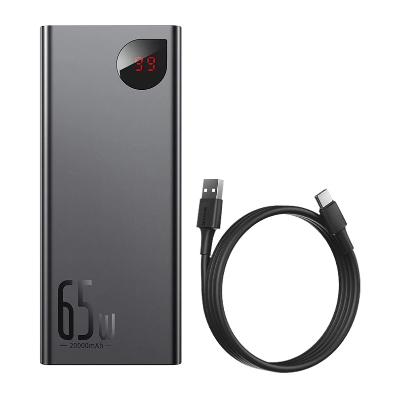 Išorinė baterija Baseus Adaman Metal 20000mAh 65W, juoda