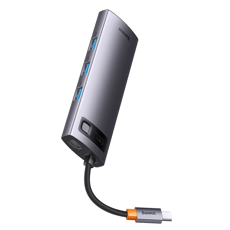 Baseus StarJoy Series 6in1 USB-C šakotuvas (3x USB 3.0, HDMI, PD, RJ45)