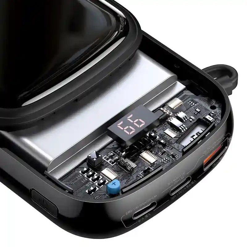 Baseus Qpow PRO išorinė baterija, 20000mAh, 20W su Lightning laidu, juoda