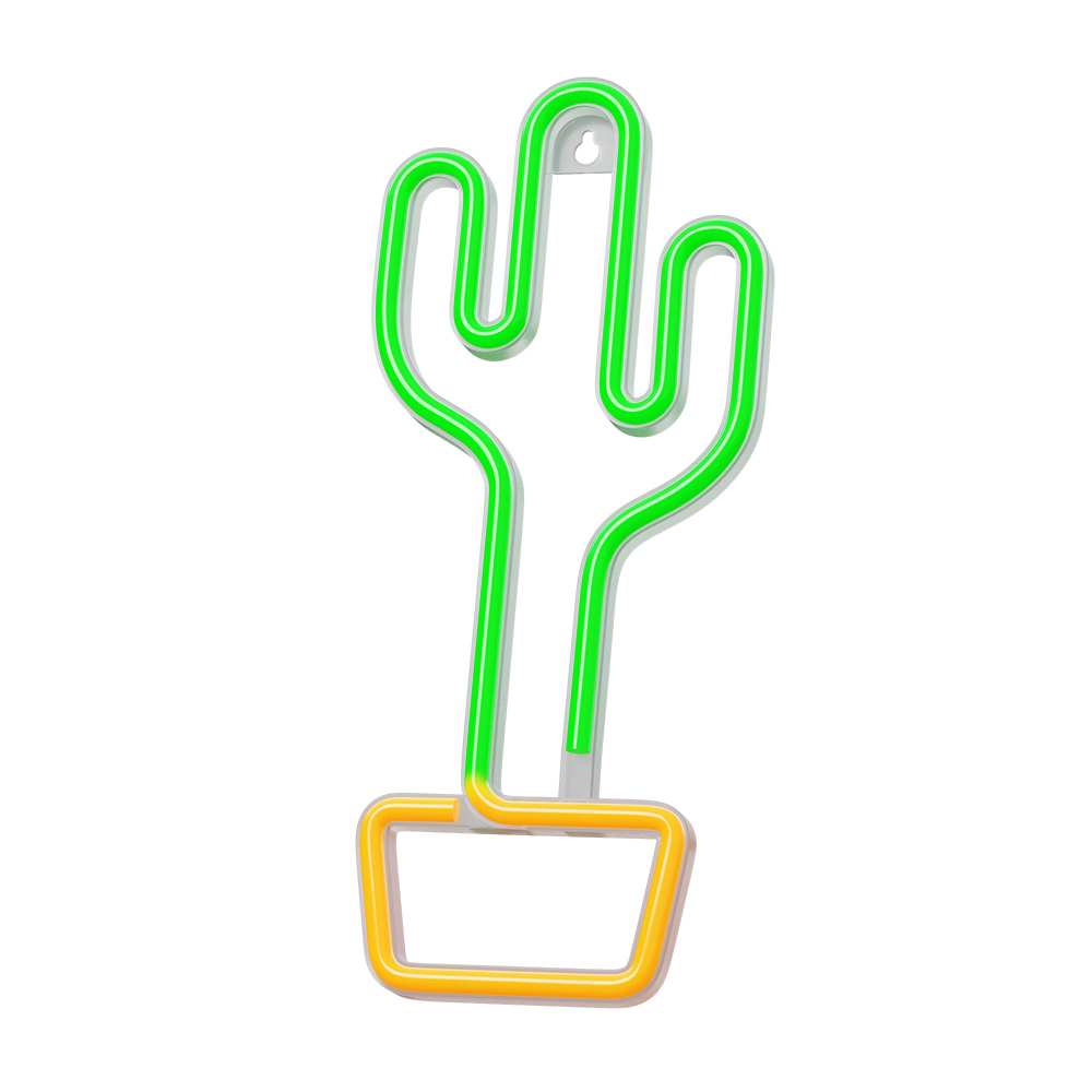 Forever Light LED Neon Sign Cactus, Orange/Green