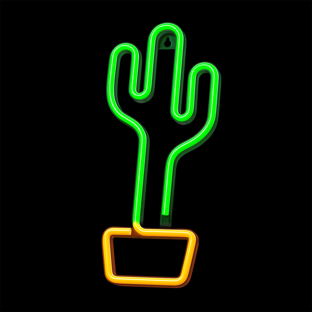 Forever Light LED Neon Sign Cactus, Orange/Green