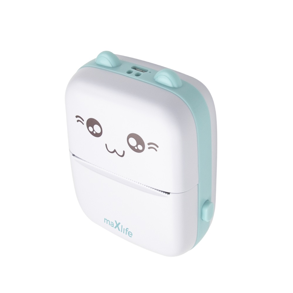 Mini Thermal Printer Maxlife BT MXTP-100 Portable for Stickers & Photos, Blue