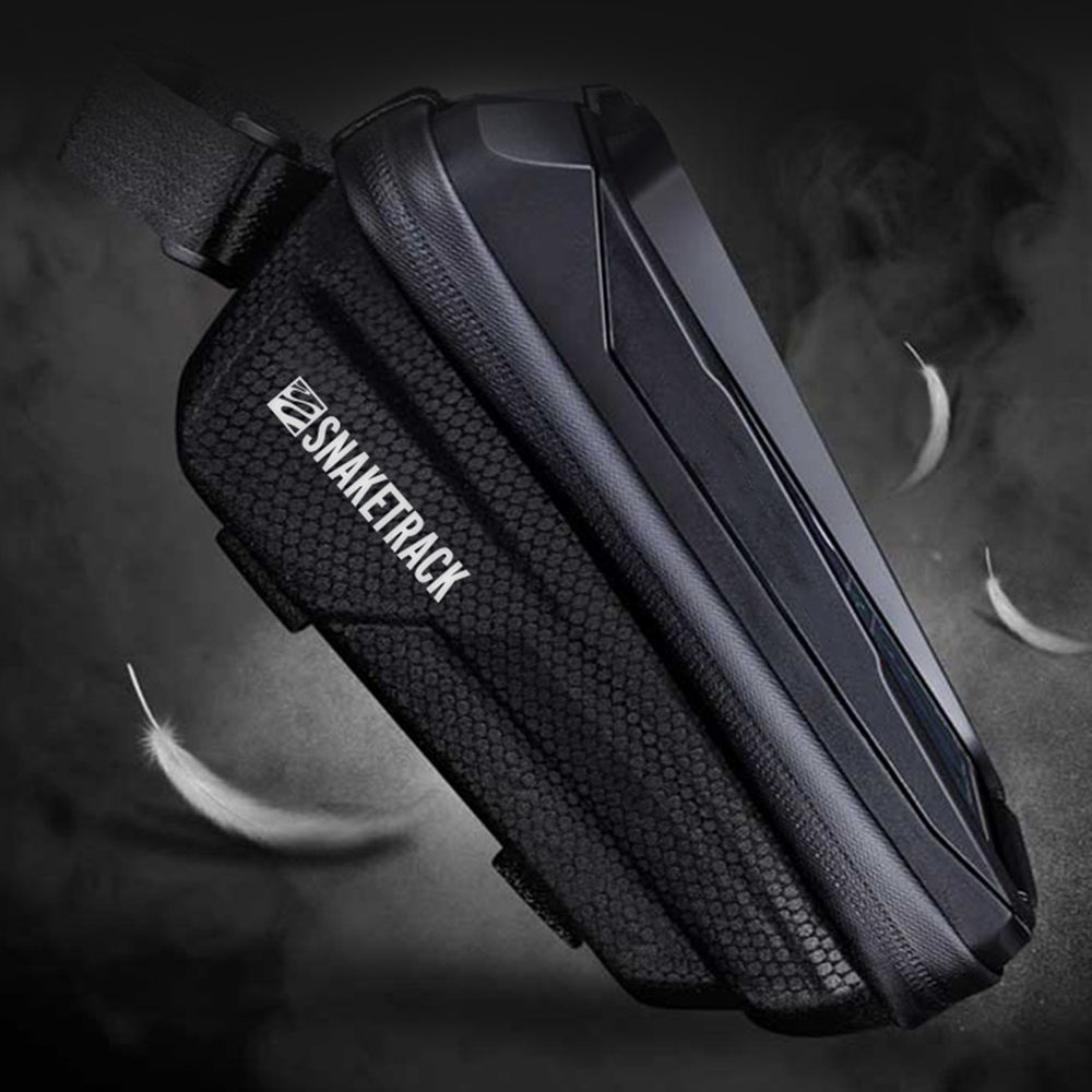 Bike Frame Bag Snake Track ST03 with Phone Holder, Waterproof Top Tube Pouch, Black