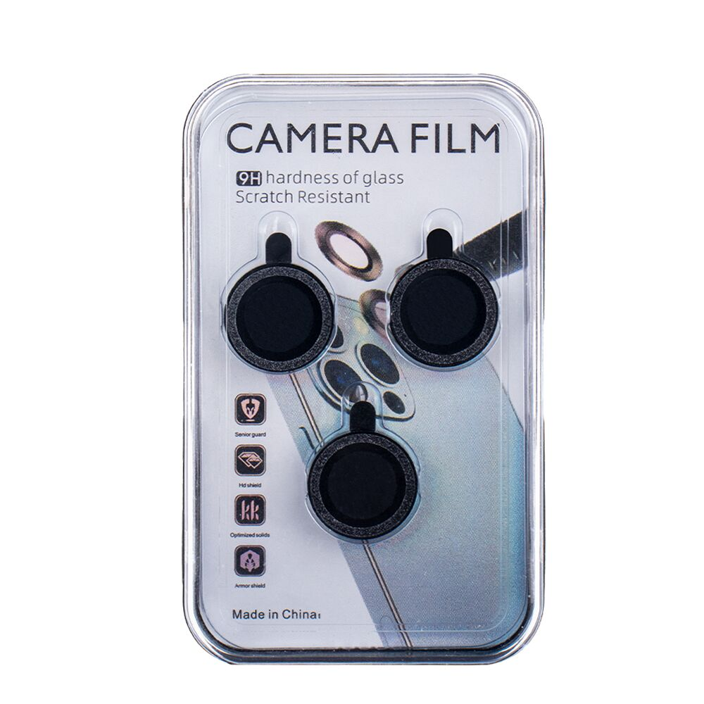 Camera Lens Protector Set for iPhone 13 Pro, Black Glitter, 3 Pcs