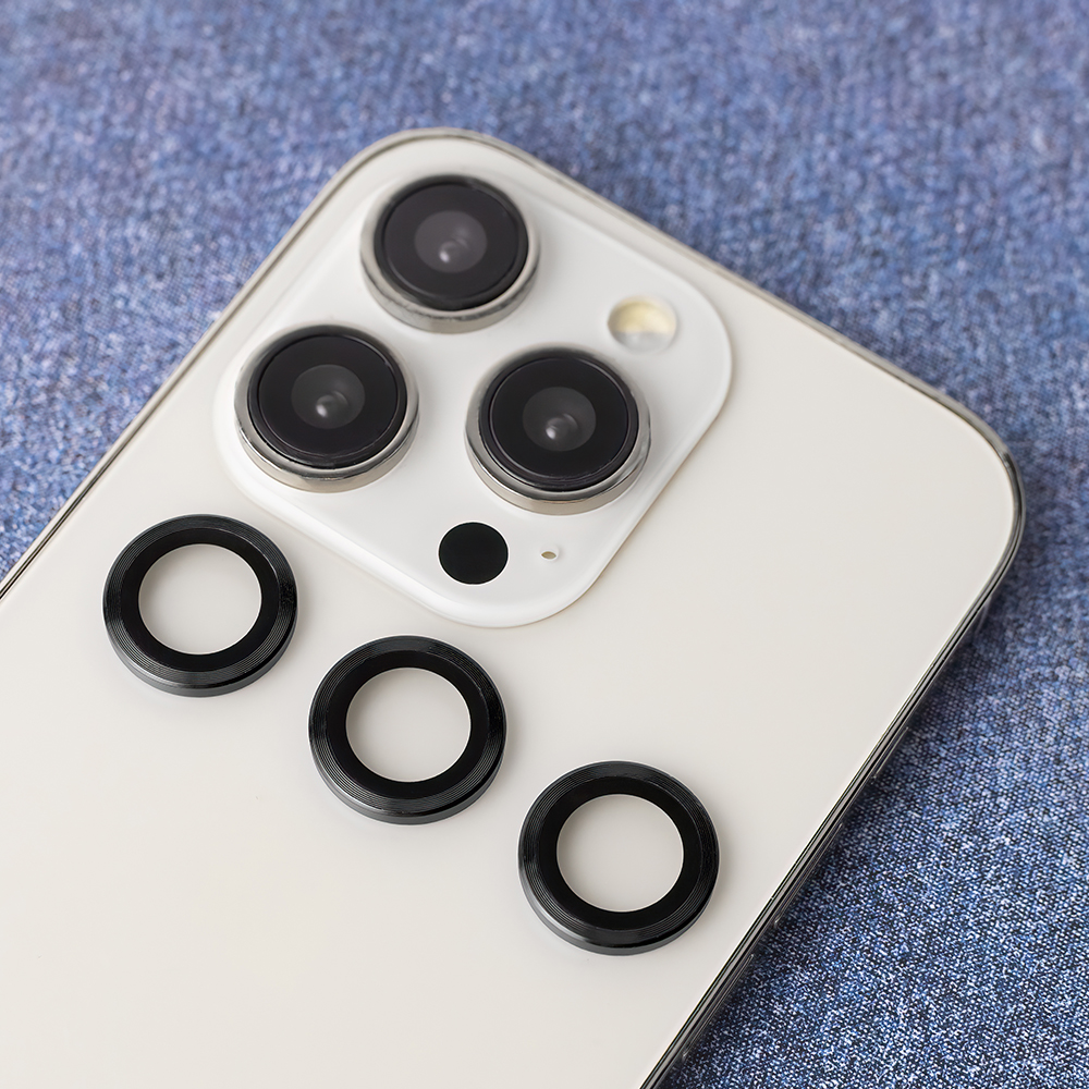 TFO kameros apsauginių stiklų rinkinys iPhone 17 Pro, juodas rėmelis