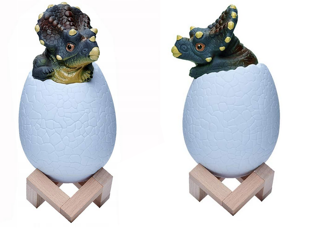 Triceratops Dinosaur Egg RGB LED Night Light for Kids
