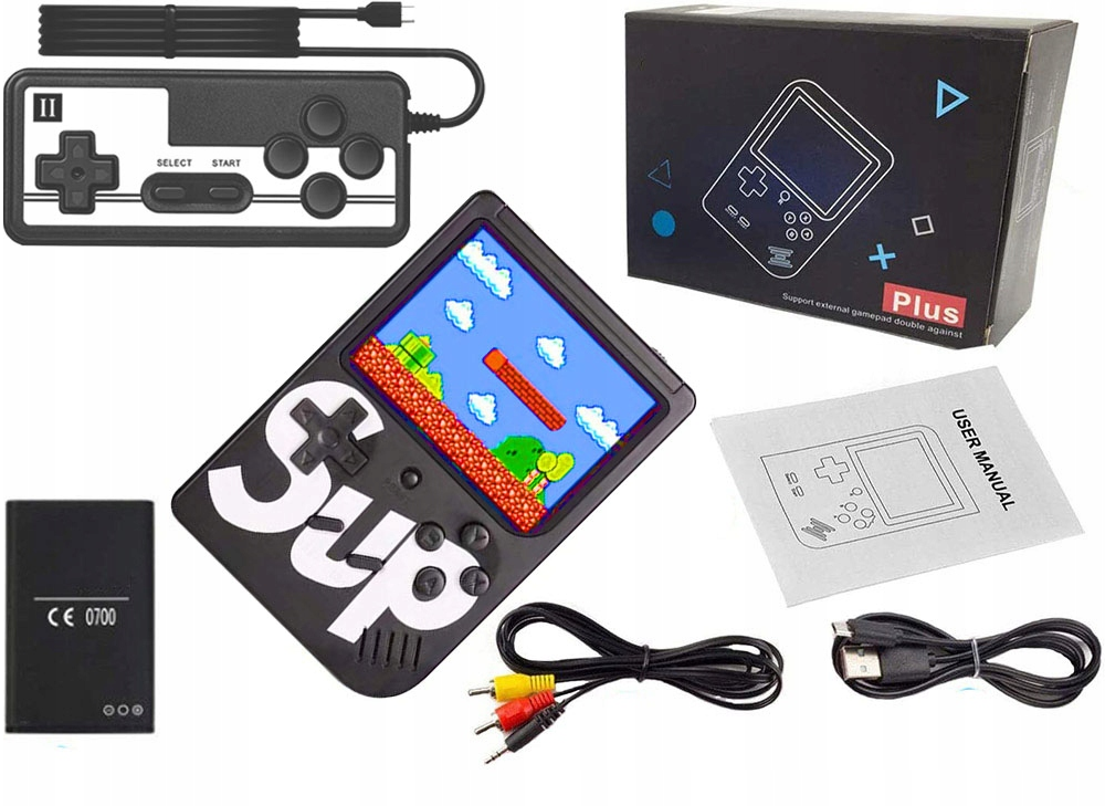Nešiojama mini retro žaidimų konsolė, 400 žaidimų, 3.0\" LCD, su TV laidu ir pulteliu, juoda