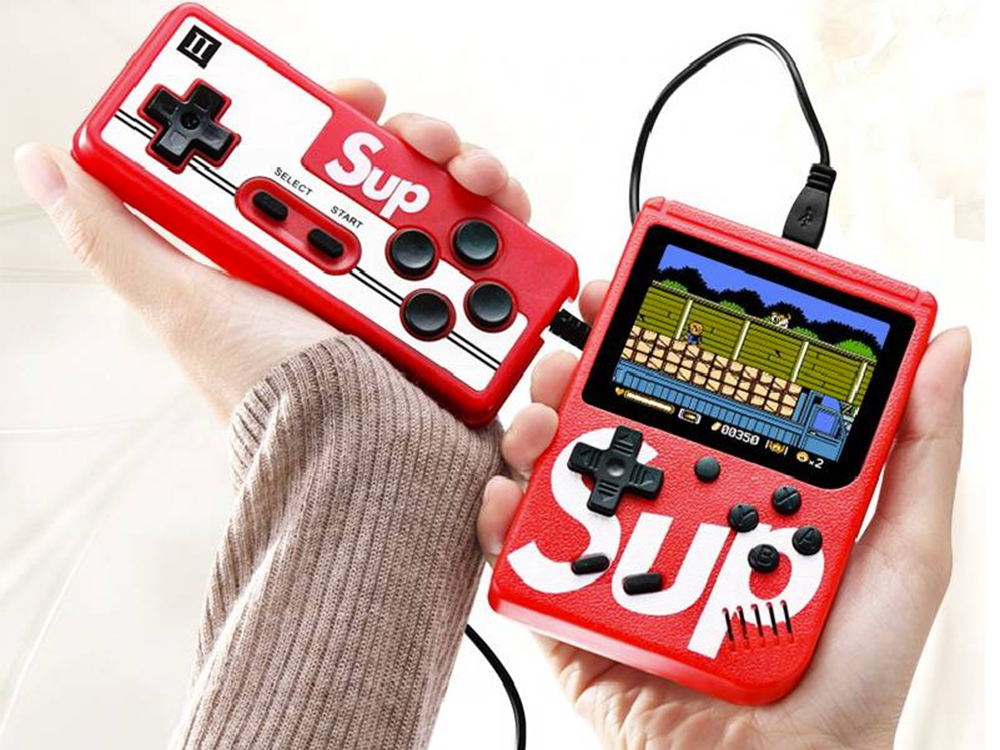 Mini retro nešiojamoji žaidimų konsolė, 400 žaidimų, 3.0\" ekranas, TV jungtis, pultelis, raudona