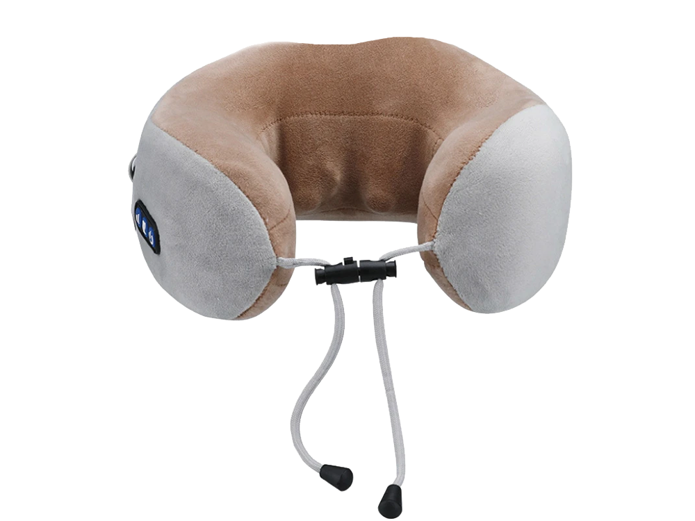 Travel Neck Pillow with Massage Function, Soft Memory Foam