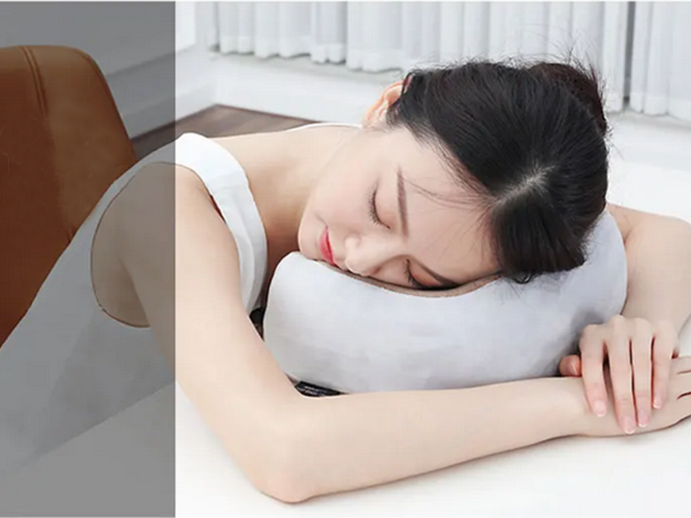 Travel Neck Pillow with Massage Function, Soft Memory Foam