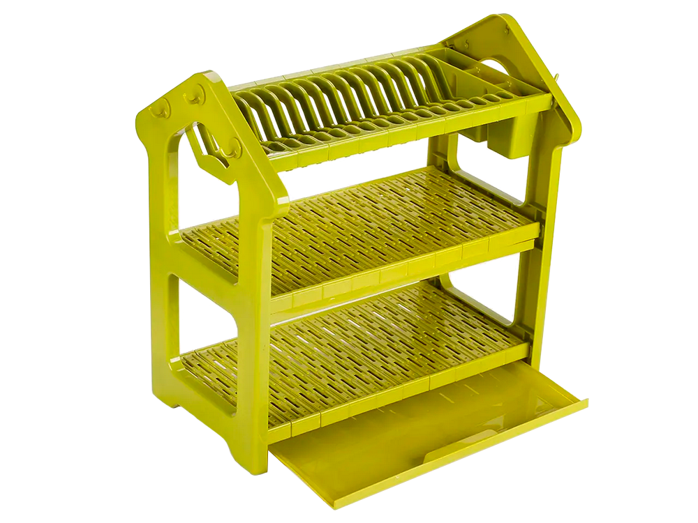 3-Tier Dish Drying Rack with Cutlery Holder, 53x42.5x27 cm