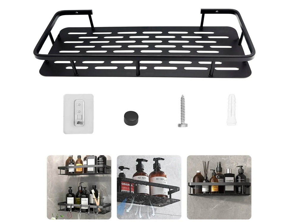 Hanging Metal Shelf for Bathroom and Kitchen Loft, Black