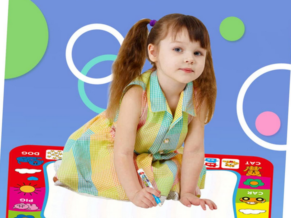 Large Educational Water Drawing Mat with 2 Markers 80x60cm