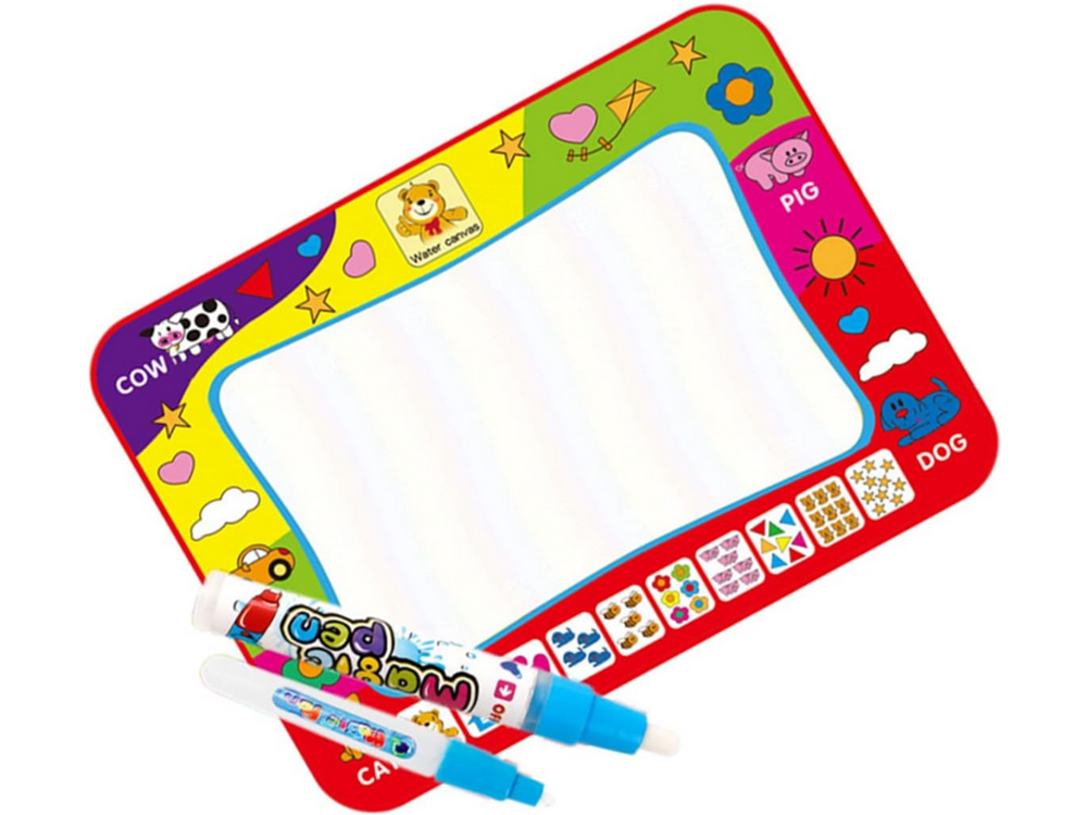 Large Educational Water Drawing Mat with 2 Markers 80x60cm