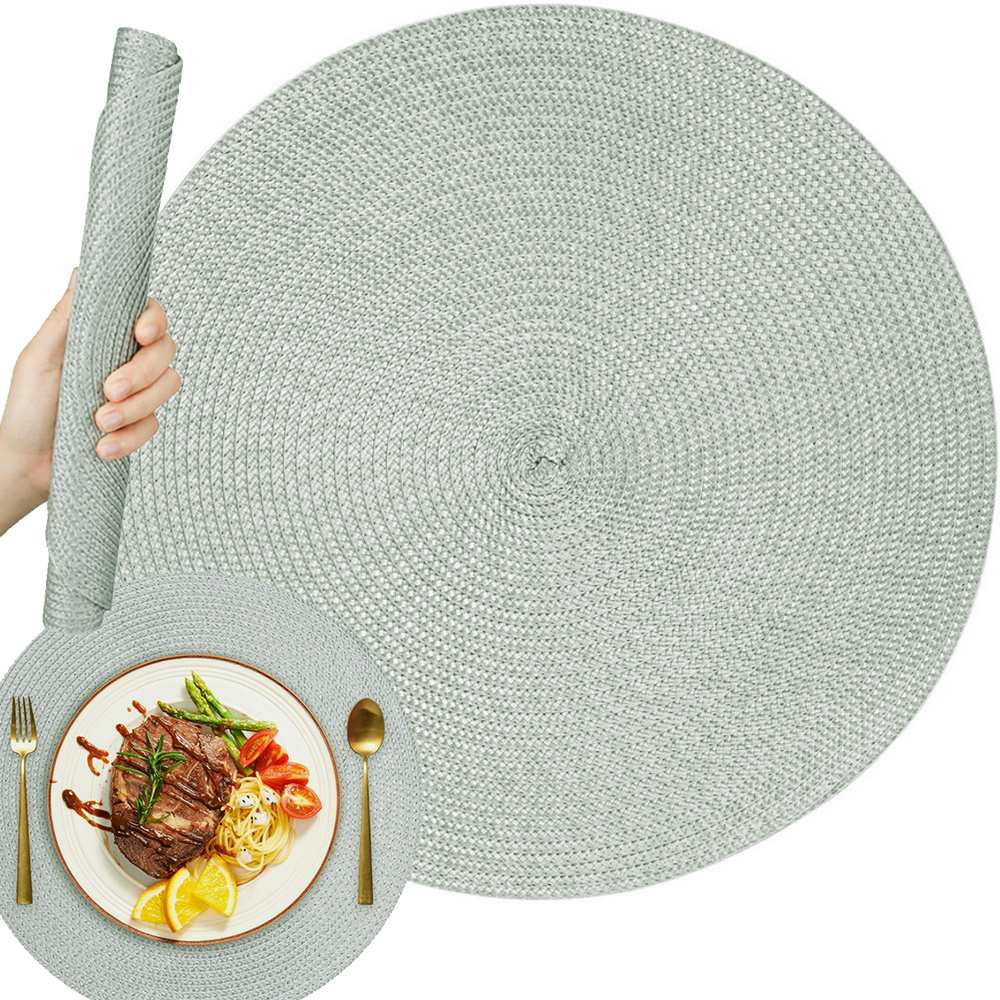 Apvalus pintas stalo padėkliukas, pilkas, 38 cm