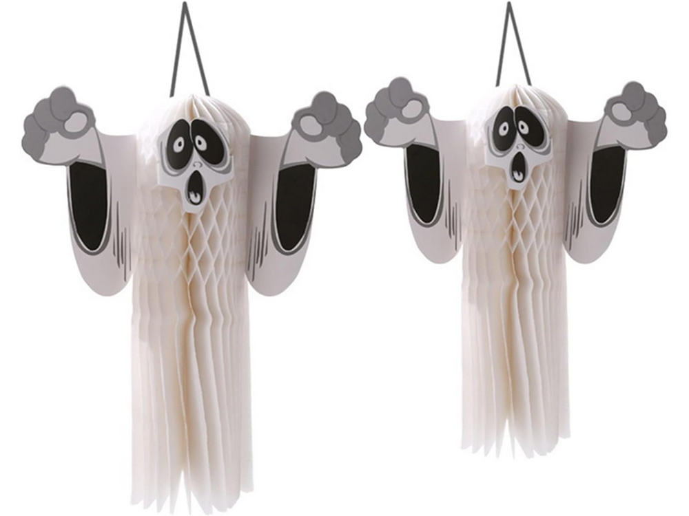 3D Paper Ghost Halloween Decoration, Foldable, White