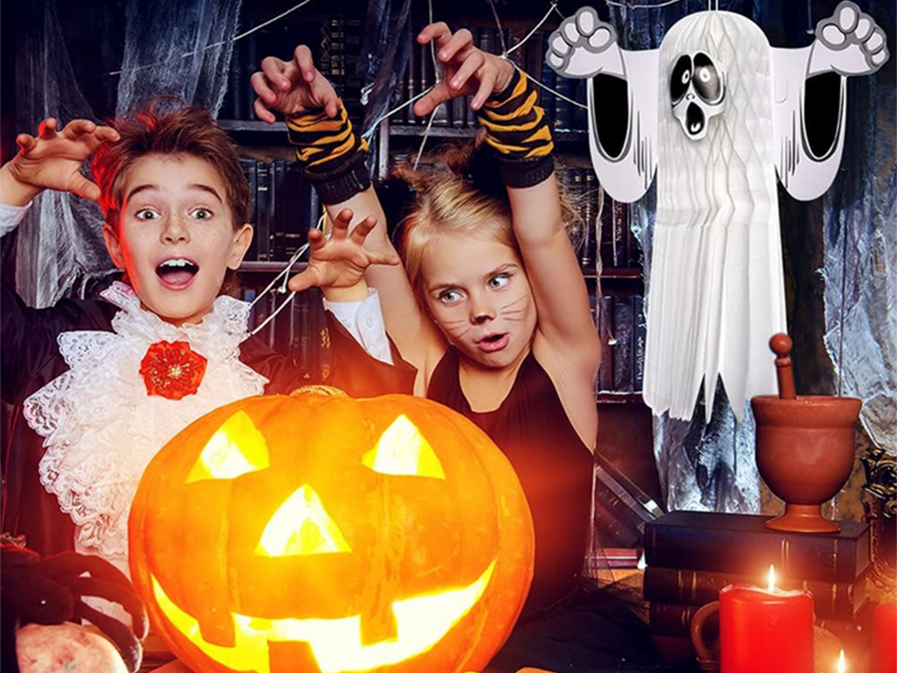 3D Foldable Paper Ghost Halloween Decoration, White