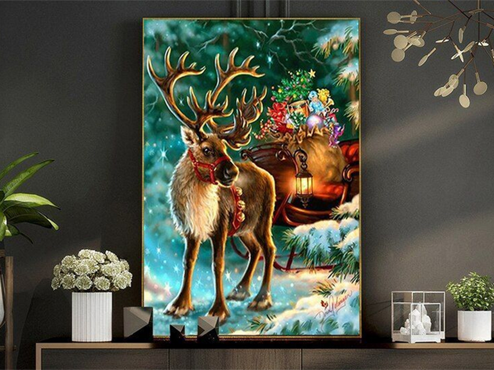 Diamond Embroidery Kit Christmas Reindeer 5D, 30x40 cm