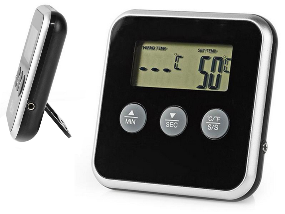 Digital Kitchen Thermometer with Probe for Meat and Smoking, Black