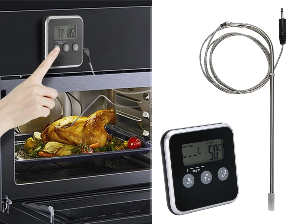 Digital Kitchen Thermometer with Probe for Meat and Smoking, Black