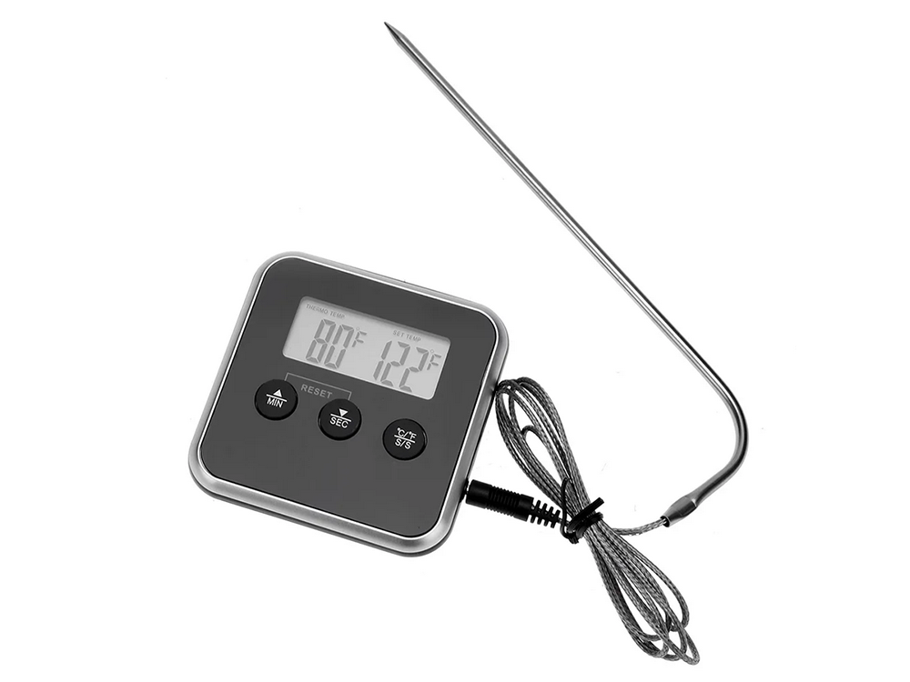 Digital Kitchen Thermometer with Probe for Meat and Smoking, Black
