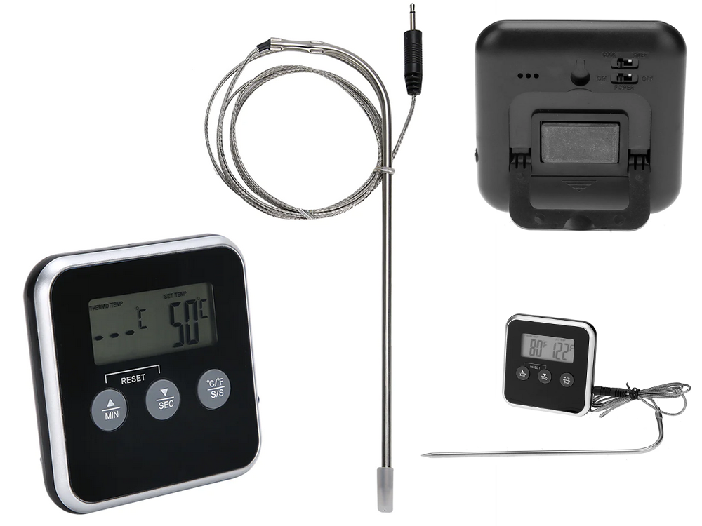 Digital Kitchen Thermometer with Probe for Meat and Smoking, Black