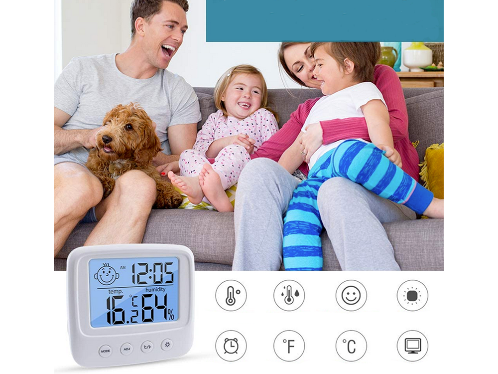 Indoor Digital Thermometer and Hygrometer with Clock and Alarm