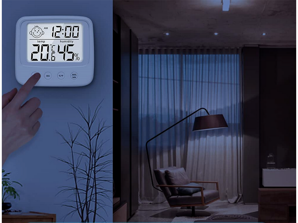 Indoor Digital Thermometer and Hygrometer with Clock and Alarm