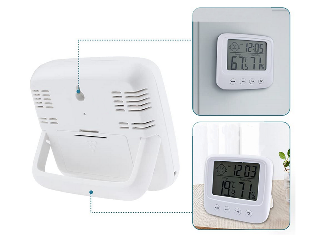 Indoor Digital Thermometer and Hygrometer with Clock and Alarm