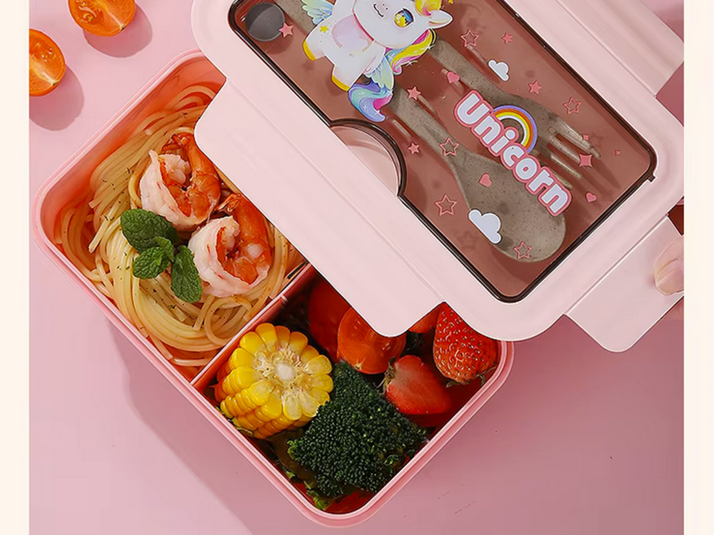 Lunch Box with Two Compartments and Cutlery Set, 1 L