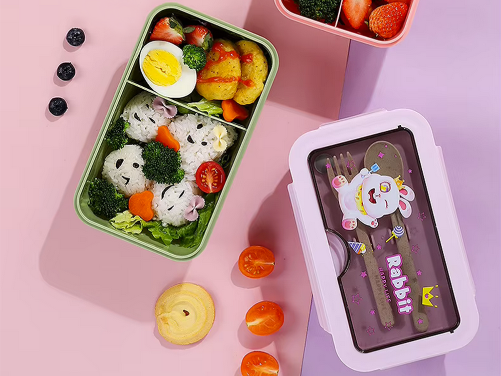 Lunch Box with Two Compartments and Cutlery Set, 1 L