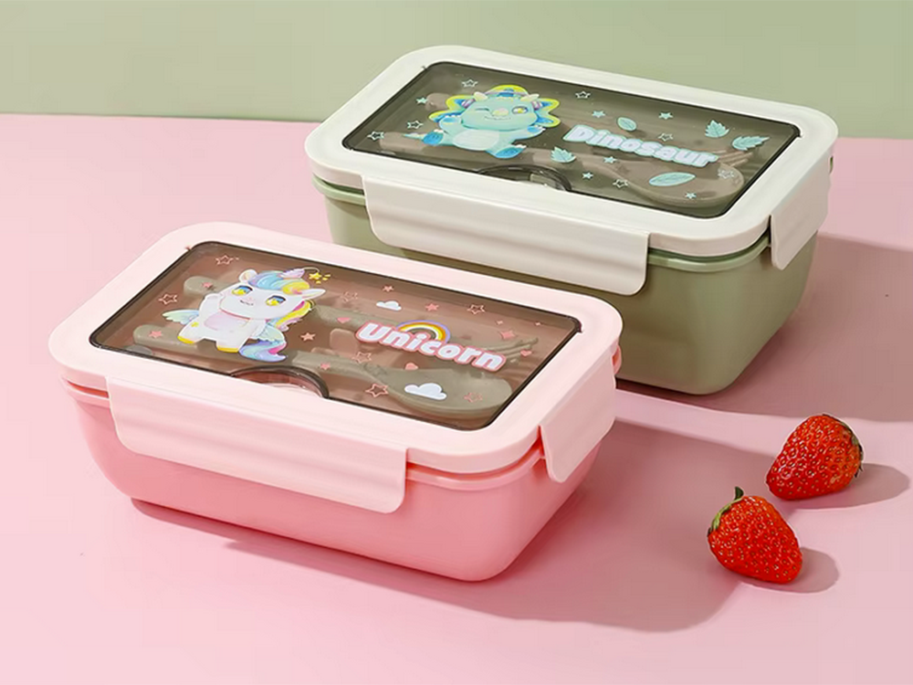 Lunch Box with Two Compartments and Cutlery Set, 1 L