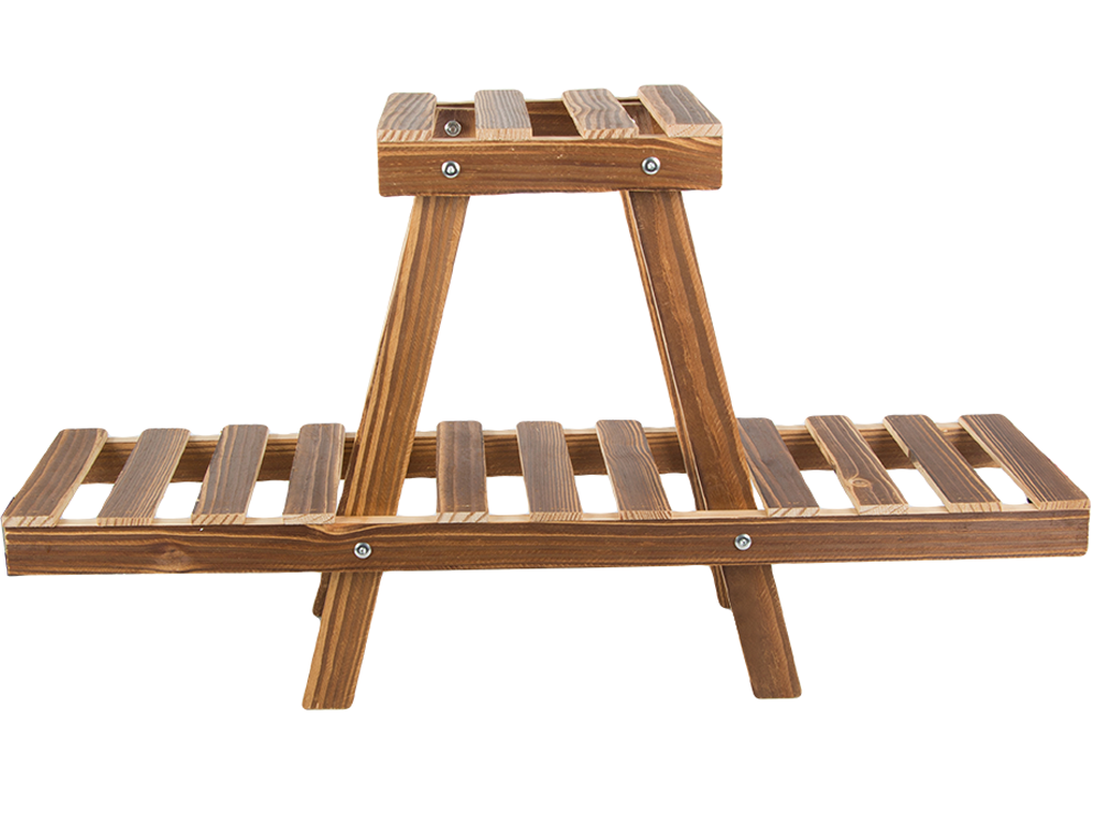 Two-Tier Wooden Plant Stand, 44 cm, Brown