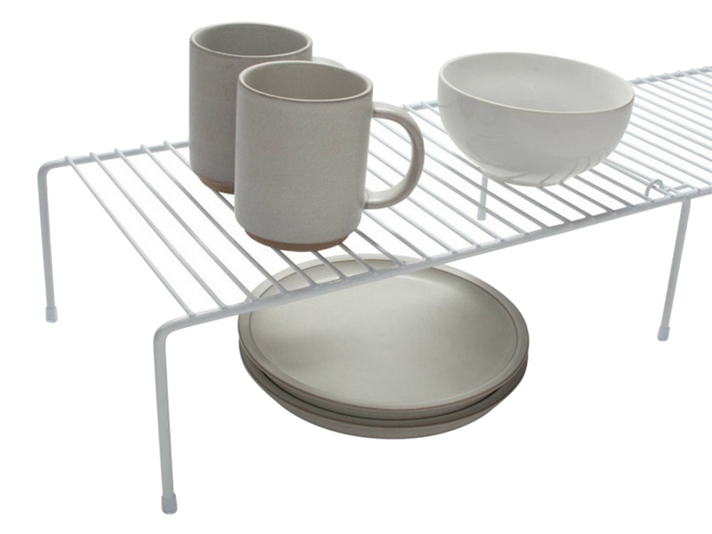 Adjustable Metal Kitchen Shelf Organizer, White