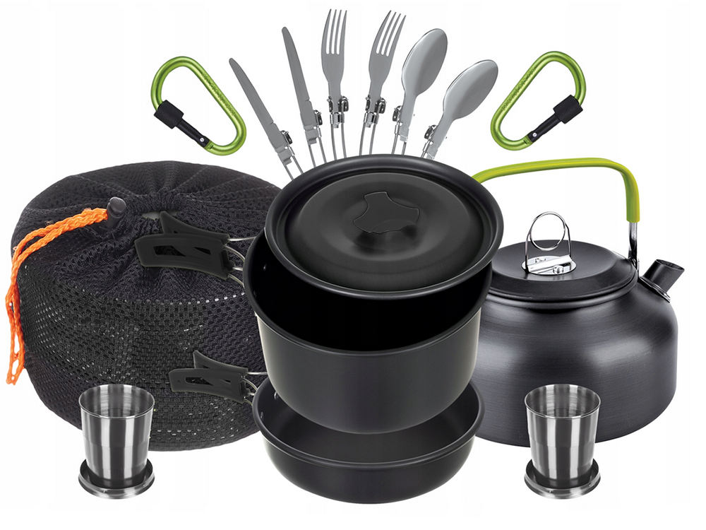 18-in-1 Camping Cookware Set with Kettle, Pot and Pan