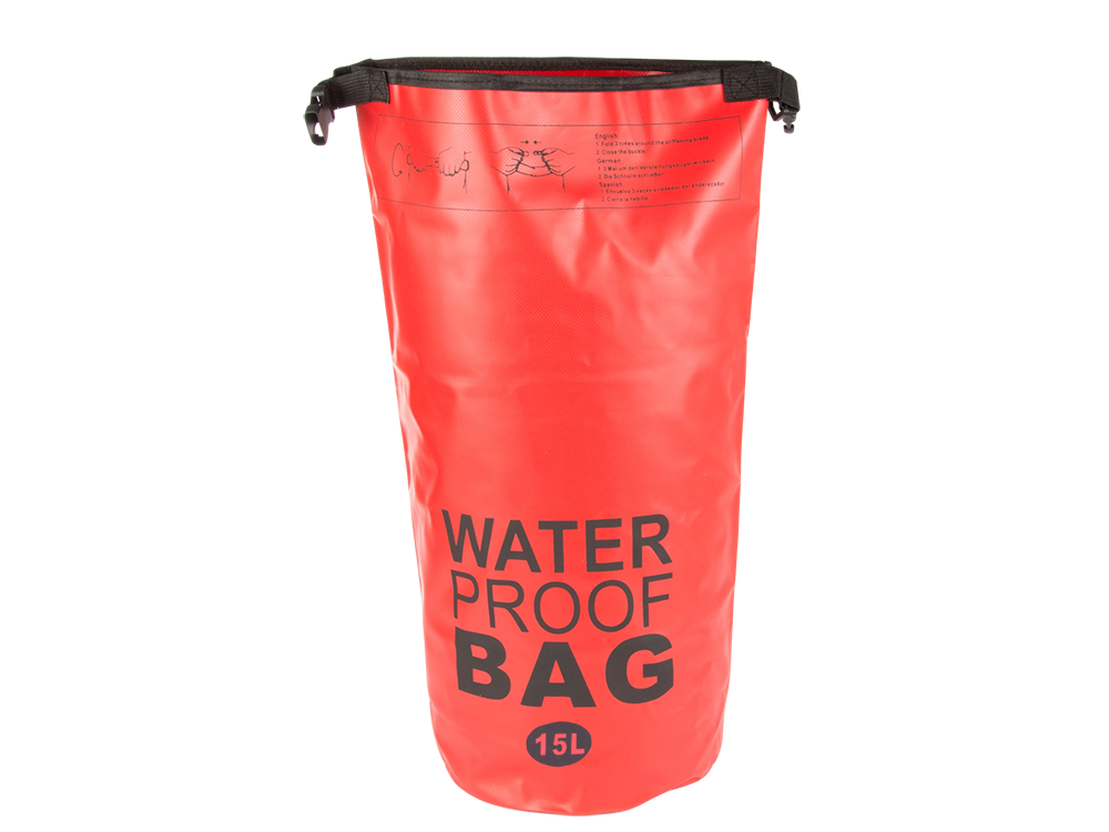 Waterproof Dry Bag Backpack for Kayak, Hiking, 15L, Red