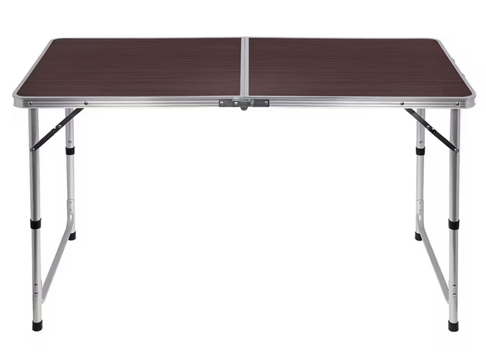 Folding camping table set with 4 chairs, brown