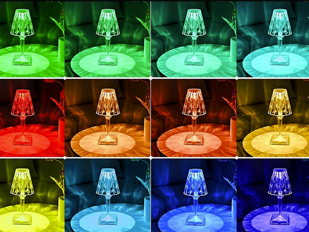 LED RGB Crystal Effect Table Night Lamp with Remote, USB