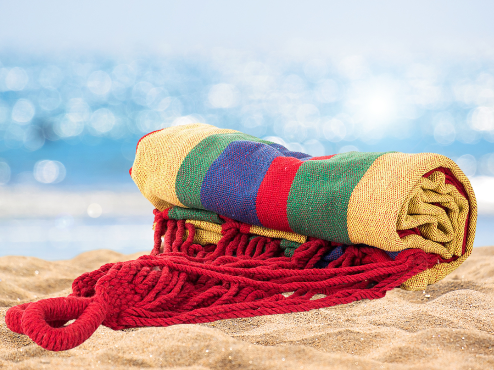 Double Garden Hammock XXL with Cover, 200 x 150 cm, Striped