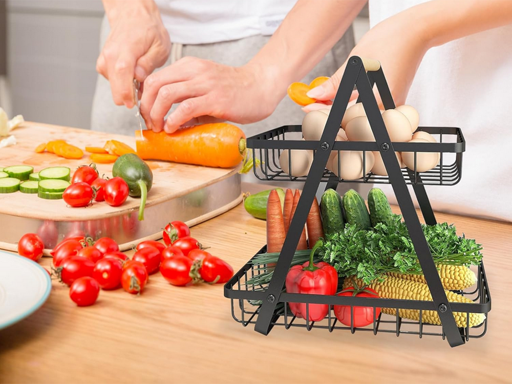 Kitchen Shelf Organizer Two-Level Fruit Basket