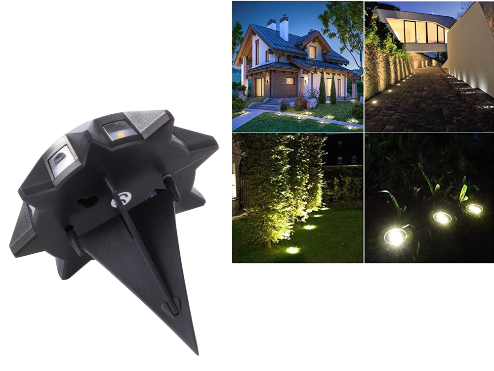 Solar garden light with ground stake and dusk sensor